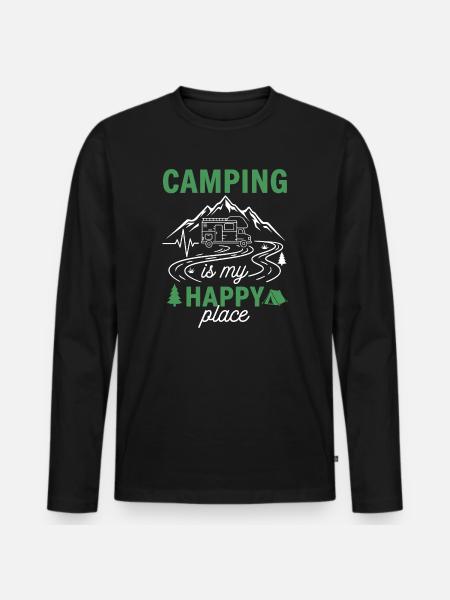 Camping is My Happy Place - Men's Premium Organic Long Sleeve Shirt - black