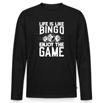 Bingo Player Enjoy The Game Bingo - Männer Premium Bio Langarmshirt - Schwarz - Vorne - Nico (187cm)