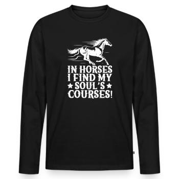 Hobby Horse Rider I Find My Soul´s English Riding - Männer Premium Bio Langarmshirt - Schwarz - Vorne - Nico (187cm)
