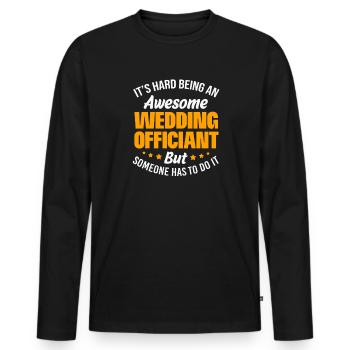 Pfarrer - Männer Premium Bio Langarmshirt - Schwarz - Vorne - Nico (187cm)
