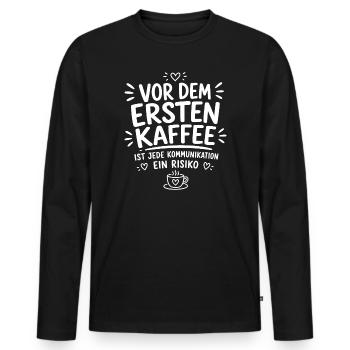 Vor dem ersten Kaffee - Männer Premium Bio Langarmshirt - Schwarz - Vorne - Nico (187cm)