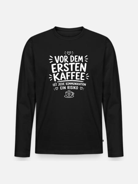 Vor dem ersten Kaffee - Männer Premium Bio Langarmshirt - Schwarz