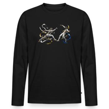 Duellfecht-Energie-Bänder - Männer Premium Bio Langarmshirt - Schwarz - Vorne - Nico (187cm)