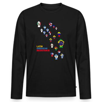 Mosaik des lateinamerikanischen Widerstands - Männer Premium Bio Langarmshirt - Schwarz - Vorne - Nico (187cm)
