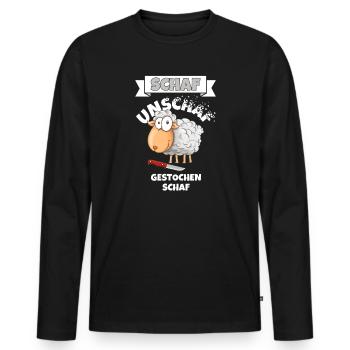 Schaf Unschaf Gestochen Schaf Wortspiel - Männer Premium Bio Langarmshirt - Schwarz - Vorne - Nico (187cm)