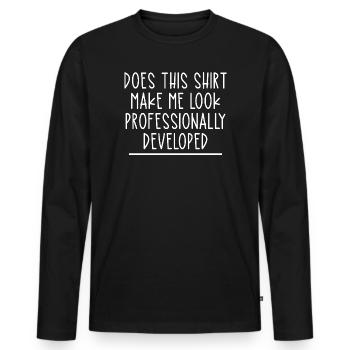 Professionell entwickelt - Männer Premium Bio Langarmshirt - Schwarz - Vorne - Nico (187cm)