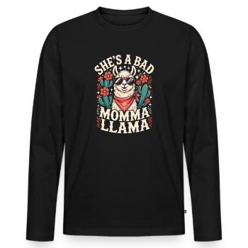 Sie ist eine Bad Momma Llama - Männer Premium Bio Langarmshirt - Schwarz - Vorne - Nico (187cm)