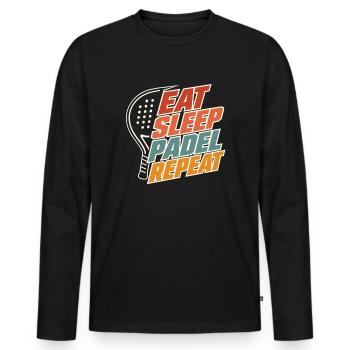 Essen, schlafen, Padel wiederholen, lustige Padelspieler-Sportarten - Männer Premium Bio Langarmshirt - Schwarz - Vorne - Nico (187cm)