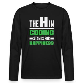 Coding Happiness Programmierer - Männer Premium Bio Langarmshirt - Schwarz - Vorne - Nico (187cm)