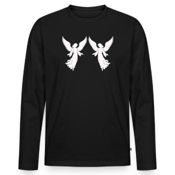 Doppelte Engelsflügel Silhouette - Männer Premium Bio Langarmshirt - Schwarz - Vorne - Nico (187cm)