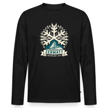 Alpes de Suisse de Zermatt vintage - T-shirt manches longues Premium bio Homme - noir - Devant - Nico (187cm)