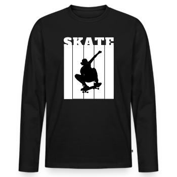 Skateboard Silhouette Skater Geschenk Cooles Shirt - Männer Premium Bio Langarmshirt - Schwarz - Vorne - Nico (187cm)