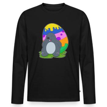 Maulwurf Ostern Osterei - Männer Premium Bio Langarmshirt - Schwarz - Vorne - Nico (187cm)