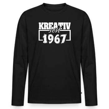 1967 - Männer Premium Bio Langarmshirt - Schwarz - Vorne - Nico (187cm)