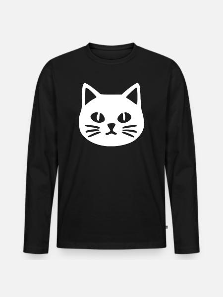 Katzengesicht Katze - Männer Premium Bio Langarmshirt - Schwarz