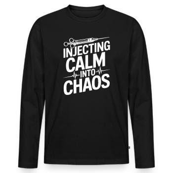Anesthesiologist Calm Into Chaos Anesthesia - Männer Premium Bio Langarmshirt - Schwarz - Vorne - Nico (187cm)