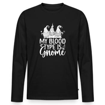 Gnome Costume Men My Blood Type Is Gnome - Männer Premium Bio Langarmshirt - Schwarz - Vorne - Nico (187cm)