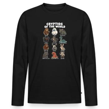 Les Cryptides du Monde Mignons - T-shirt manches longues Premium bio Homme - noir - Devant - Nico (187cm)