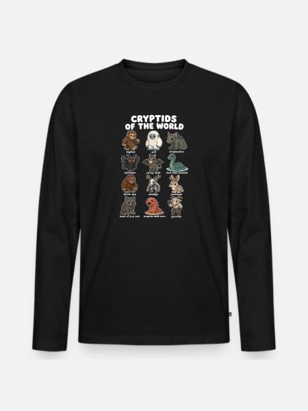 Les Cryptides du Monde Mignons - T-shirt manches longues Premium bio Homme - noir