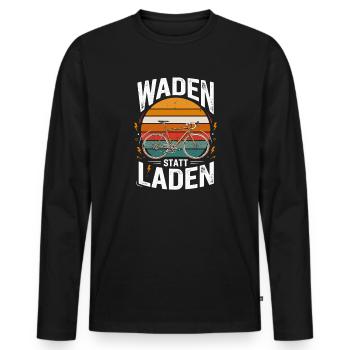  Waden Statt Laden Fahrrad Radsport - Männer Premium Bio Langarmshirt - Schwarz - Vorne - Nico (187cm)