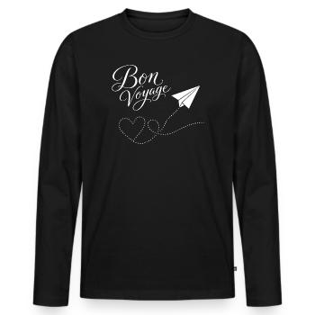 Bon Voyage gute Reise Papierzug Flugzeug mit Herz - Männer Premium Bio Langarmshirt - Schwarz - Vorne - Nico (187cm)