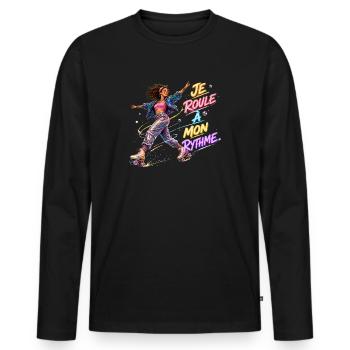Rythme Neon en Roller - T-shirt manches longues Premium bio Homme - noir - Devant - Nico (187cm)