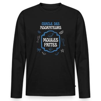 Cercle des Adorateurs Moules Frites - T-shirt manches longues Premium bio Homme - noir - Devant - Nico (187cm)