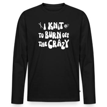 Je tricote pour brûler la folie - T-shirt manches longues Premium bio Homme - noir - Devant - Nico (187cm)