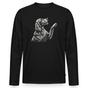 Irischer Zuspieler zieht Pfote hoch – Roter Zuspieler Hund Mama Papa - Männer Premium Bio Langarmshirt - Schwarz - Vorne - Nico (187cm)