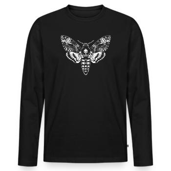 Skull Moth Silhouette Noir - Männer Premium Bio Langarmshirt - Schwarz - Vorne - Nico (187cm)