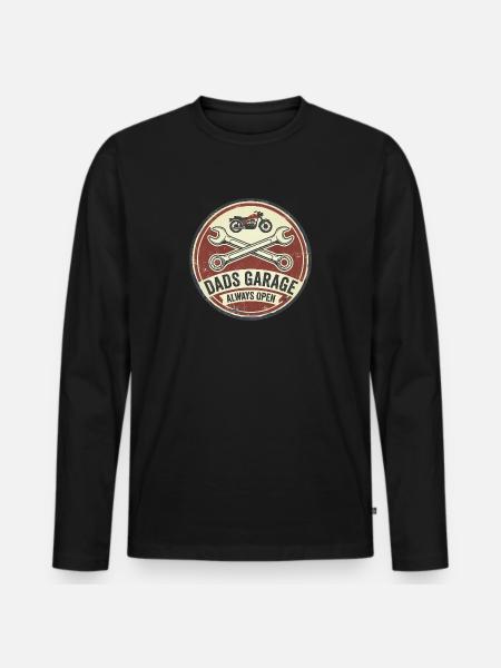 Dad's garage always open - Men's Premium Organic Long Sleeve Shirt - black