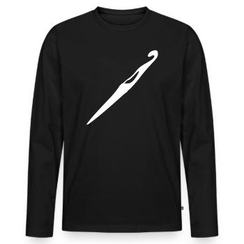 Häkeln Häkelnadel Geschenk - Männer Premium Bio Langarmshirt - Schwarz - Vorne - Nico (187cm)