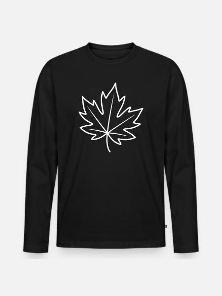 Maple Leaf Linien-Outline - Männer Premium Bio Langarmshirt - Schwarz
