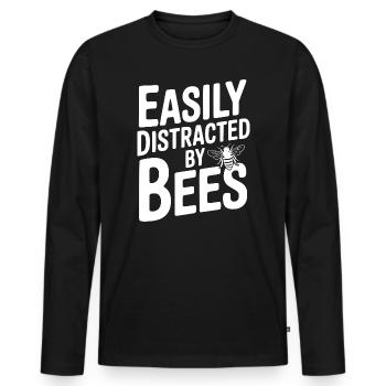 Leicht von Bienen ablenken lassen - Männer Premium Bio Langarmshirt - Schwarz - Vorne - Nico (187cm)