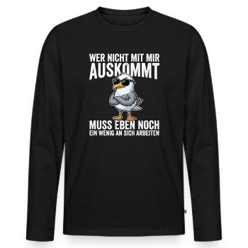 Wer Nicht Mit Mir Auskommt muss Eben Nnoch Ein  - Männer Premium Bio Langarmshirt - Schwarz - Vorne - Nico (187cm)