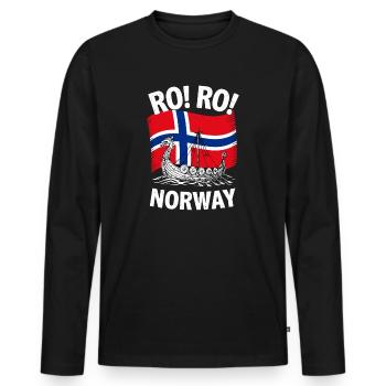  RO RO NORWAY Wikingerschiff Norwegen Flagge - Männer Premium Bio Langarmshirt - Schwarz - Vorne - Nico (187cm)