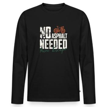 Pas besoin d’asphalte | Vélo de gravier - T-shirt manches longues Premium bio Homme - noir - Devant - Nico (187cm)