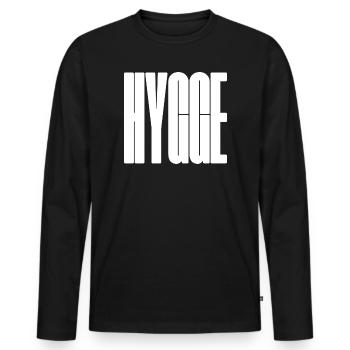 Hygge Bold Wordmark Grafik-T-Shirt - Männer Premium Bio Langarmshirt - Schwarz - Vorne - Nico (187cm)