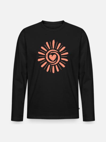 Heart Sun: Hand-drawn sun rays - Men's Premium Organic Long Sleeve Shirt - black