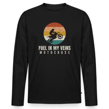 Fuel In My Veins Retro Motocross - Männer Premium Bio Langarmshirt - Schwarz - Vorne - Nico (187cm)