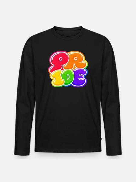 Pride Bubble Rainbow CSD Shirt Sticker - Men's Premium Organic Long Sleeve Shirt - black