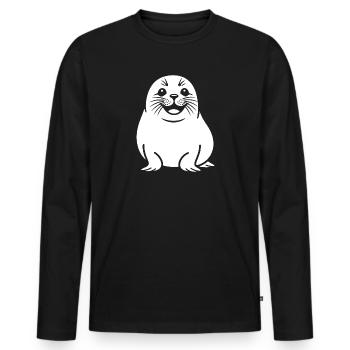 Süße Robbe Silhouette - Männer Premium Bio Langarmshirt - Schwarz - Vorne - Nico (187cm)