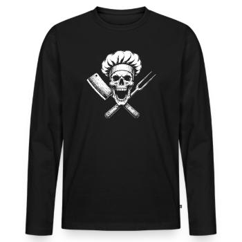 Kochskull - Männer Premium Bio Langarmshirt - Schwarz - Vorne - Nico (187cm)
