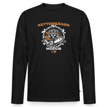 Kettensägen Holz machen Holzfäller Forstwirt - Männer Premium Bio Langarmshirt - Schwarz - Vorne - Nico (187cm)