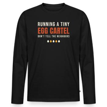 Running A Tiny Egg Cartel - Männer Premium Bio Langarmshirt - Schwarz - Vorne - Nico (187cm)