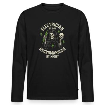 Elektriker-Nekromant - Männer Premium Bio Langarmshirt - Schwarz - Vorne - Nico (187cm)