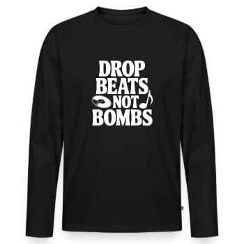 Drop Beats Not Bombs - Männer Premium Bio Langarmshirt - Schwarz - Vorne - Nico (187cm)