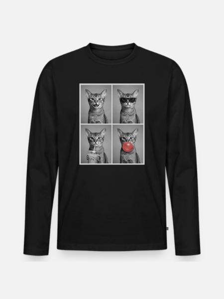 Chats Chat Abyssinian - T-shirt manches longues Premium bio Homme - noir