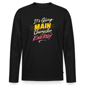 Es verleiht der Hauptfigur Energie – Own It - Männer Premium Bio Langarmshirt - Schwarz - Vorne - Nico (187cm)