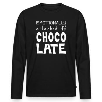 Attaché émotionnellement au chocolat, blanc - T-shirt manches longues Premium bio Homme - noir - Devant - Nico (187cm)
